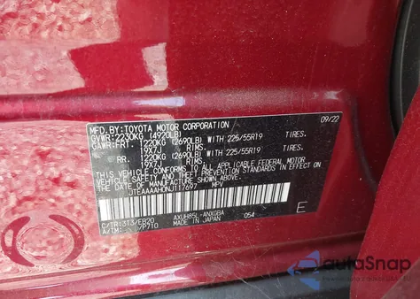2022 Toyota Venza Xle from USA, damaged, VIN JTEAAAAH0NJ117697